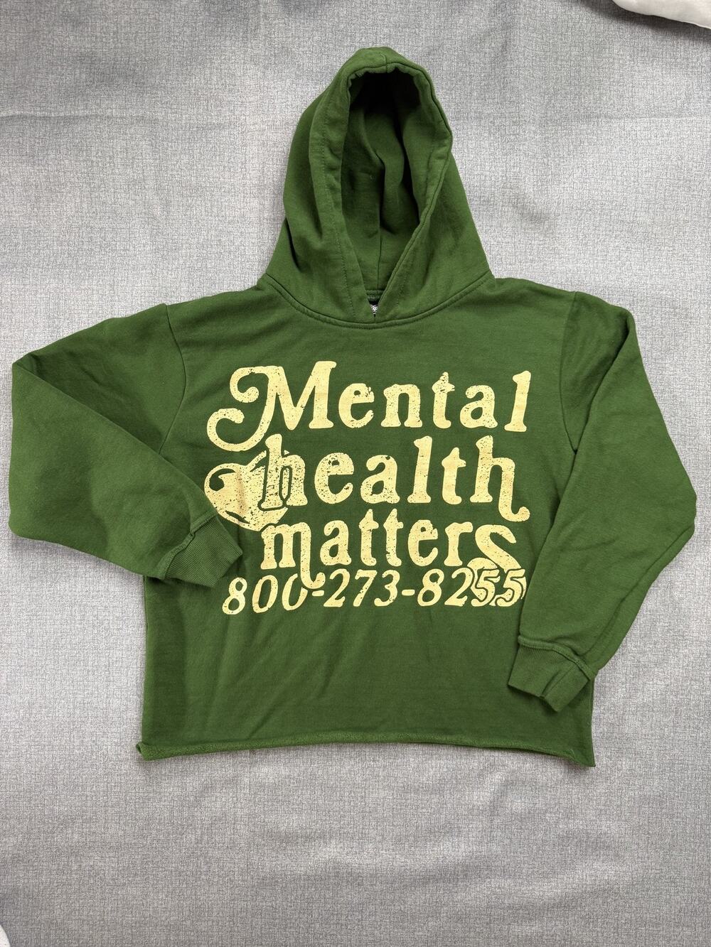 Mental Health Matters Hoodie Mens M Green 800-273-8255 Pullover Sweatshirt